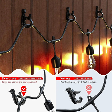 Outdoor String Light Hooks Screw In Hanger For Hanging Christmas Lights, Patio Lights, Wires And Plants, Black Finish, 20 Pack, Easy Install, No Fuss Weather Resistant, Durable Garden Hook Set