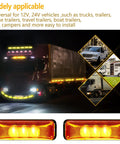 20 Pcs 3.9 Inch 3 LED Amber Trailer Marker Lights on trucks and RVs, universal for various vehicles at night