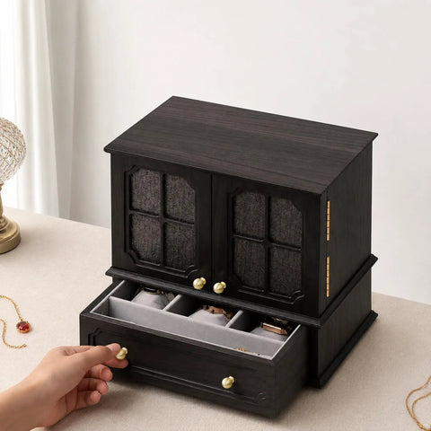 Easy Install Real Deal Solid Brass Mini Knobs 5 Pack Measure a True 1/2 Inch for Crafting DIY Hobbies Jewelry Boxes and Tiny Furniture With Top Shelf Grip and Warm Touch on a jewelry box.