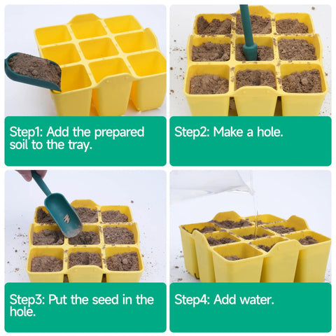 Silicone Seed Starter Tray 16 Pack With Flexible Pop Out Cells For Seed Starting Indoor Gardening Reusable Germination Trays BPA Free And Dishwasher Safe In Four Bright Colors