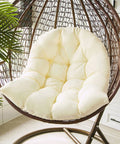 Thickened Hammock Swing Chair Cushion Set For Indoor Outdoor Relaxation, Hanging Egg Chair Back Pad And Basket Seat Pillow in Milk White