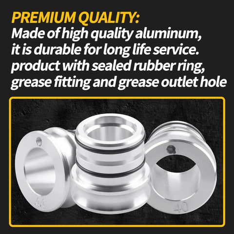 Close-up of 44 40mm Wheel Bearing Greaser Tool For RZR Ranger ATV UTV SxS Front And Rear Greasing Kit, aluminum build.