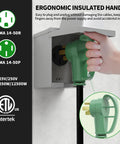 Adventure Ready Outdoor NEMA 14 50P To 14 50R 50 Amp Electric Vehicle Charging Extension Cord ergonomic handle close-up