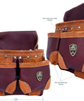Pro-Grade Full-Grain Leather Tool Belt Rig In Maroon With Deep Pockets For Nails Bolts Tape And Tools Carpenter Framer Roofer