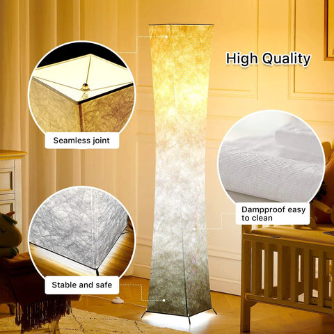 61 Inch Tall Floor Lamp With Remote, Modern Column LED Floor Light, 10 Dimmable Color Temperatures 2700K To 6500K, Brown Gradient Lampshade