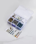 Open box of Multi Purpose Wall Anchor Kit 367 Piece Set For Drywall Wood Concrete Brick Hollow Walls Includes Screws And Anchors