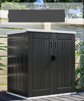 Weatherproof Outdoor Storage Cabinet With Locking Door For Patio Tools And Lawn Gear Waterproof Plastic Shed With 15 Cu Ft Capacity 2 Adjustable Shelves Dark Gray Durable Outdoor Storage Box For Garden Backyard And Deck