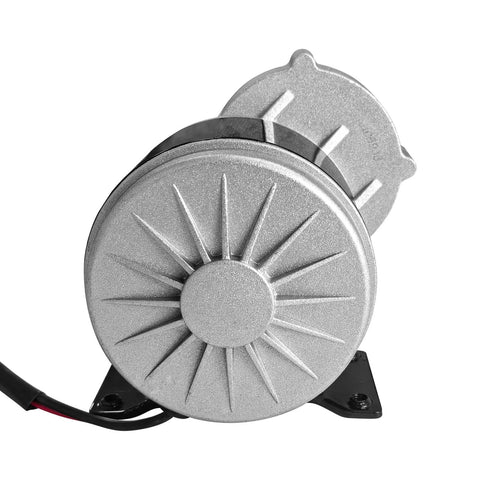 Front view of a 12V 250W Gear Reduction Motor With 9 Tooth Sprocket MY1016Z2 Brushed Drive Motor for e-scooters and tools.