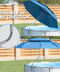 Go To Poolside Shade Umbrella For Above Ground Pools installed on an oval pool, showing adjustable height and angle feature in garden