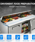 Heavy Duty 72 Inch Commercial Sandwich Prep Table Refrigerated Salad Fridge Equipped With 18 Easy Slide Topping Pans And A Wide Cutting Board