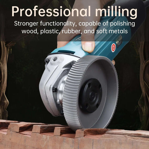 Angle grinder using Multi Purpose Wood Carving Disc Kit For Angle Grinder With 4.5 Inch Milling Cutters on wood
