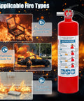 4 Pack Dry Chemical Fire Extinguishers 2.5 Lb With 1A:10B:C Rating for Home, Car, Boat showing applicable fire types.