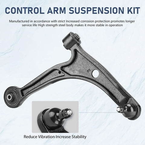 Front Lower Control Arm Suspension Kit Fits Honda Pilot 2006 2007 2008 And Acura MDX 2006 Driver And Passenger Side With Ball Joint Beefed Up Four Piece Replacement Includes Front Stabilizer Sway Bar End Links, black steel control arm