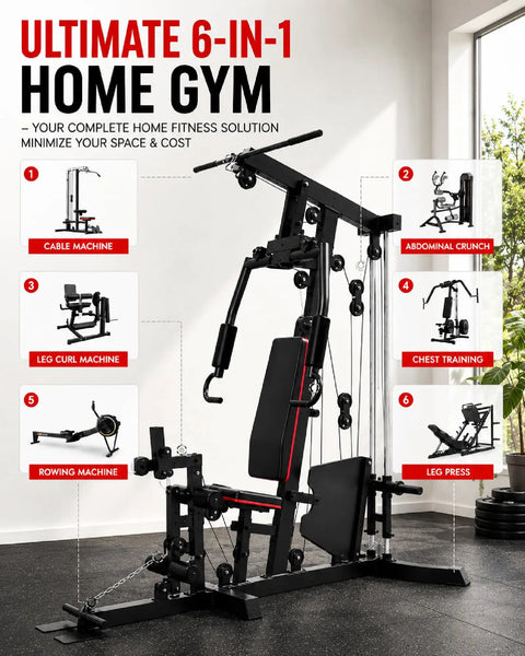 All In One Home Gym Machine With Leg Press And Preacher Curl Versatile Full Body Workout System For Home Gyms Adjustable Chest Press Lat Pulldown Rowing Leg Training 300 Lbs Capacity shown in compact setup
