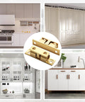 Double Roller Catch Cabinet Latches Set, Adjustable Double Ball Tension Brass Door Latch, 67mm Solid Brass Cabinet Latches And Catches, Built To Last Gold Finish, Pack Of 4 For Secure Cabinets And Drawers showcased in various furniture settings