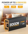 3000W Pure Sine Wave Inverter For RV And Off Grid Power 24V DC To 110V 120V AC 4 AC Outlets Remote Control Type C PD30W USB QC3