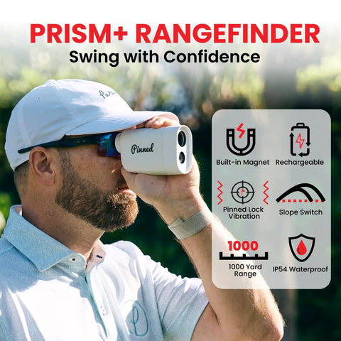 Man using Slope Golf Rangefinder With Slope Switch Laser Lock And Vibration Feedback USB C Rechargeable 1000 Yard Target Range