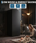 No Sweat 11 Cu Ft Frost Free Upright Freezer With Convertible Fridge Mode And Adjustable Shelves Smooth Sailing Mechanical Temp Control Freestanding deep storage in a modern living room.