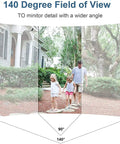 Wireless Outdoor Security Camera 1080P HD Battery Powered 9600mAh Up To 180 Days Battery Life shown with 140° view