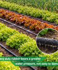 Drip Irrigation System With 100 Ft Quarter Inch Soaker Hose And 10 Ft Half Inch Tubing For Raised Beds, Veggies, Lawn, And Greenhouse
