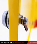 Side view of lock mechanism on Heavy Duty Lockout Tagout Station Cabinet for Wall Mount, Unfilled Kit Holder.