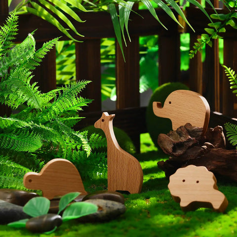12 Piece Wooden Animal Dresser Knobs Set With Screws for Nursery Cabinets and Drawers Lions Elephants Hippos Giraffes Turtles