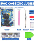 Dope Black Cat 5D Diamond Painting Kit For Adults Full Drill Gem Art on 12x16 inch canvas with tools and accessories