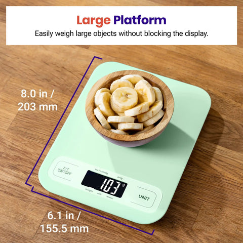 Reliable 5000 G Digital Kitchen Scale With 1 G Precision, Tare Function, And Multi Unit Readouts Including Oz, Lb Oz, Fl Oz, G, And Ml, Big Easy To Read Display For Quick Everyday Cooking Prep, large platform with bowl