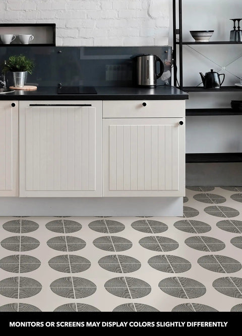 Kitchen with Black And White Luminary Peel And Stick Vinyl Floor Tiles Pack Of 10 12 By 12 Inch Mid Century Modern Style Easy No Grout