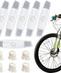 Six Piece Bicycle Spoke Reflectors White Safety Wheel Reflectors Set For Road And Mountain Bikes Night Riding Gear shown on wheel