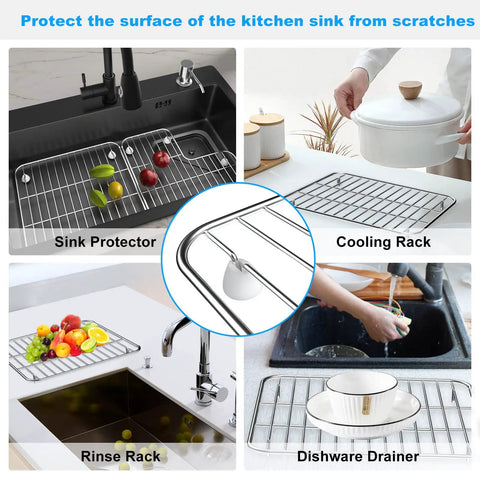 Bottom Basin Rack Set For K-6488 And K-6489 Kitchen Sinks Left And Right Stainless Steel Replacement, multi-use shown