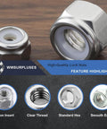 Close-up of 130-Piece SAE Lock Nut Set Stainless Steel 304 A2-70 with nylon insert and smooth edges for DIY projects.
