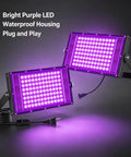 2 Pack 100W Black Light Flood Light Blacklight for Glow Party with bright purple LEDs and waterproof housing.