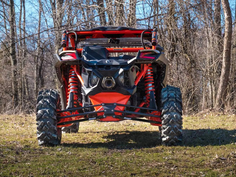 Beefy Heavy Duty Boxed Rear Radius Arms for Can Am Maverick X3 72 Inch Turbo X RC X MR X RS Max Models Lower Two Rods Only Black Finish With Reinforced Pivot Joints And Five Eighth Inch Heim Joints For Serious Strength on Can-Am Maverick X3