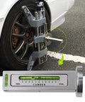 Two Pack Universal Magnetic Wheel Alignment Tool And Pro Grade Camber Gauge For 11 To 25 Inch Rims measuring camber on a tire.