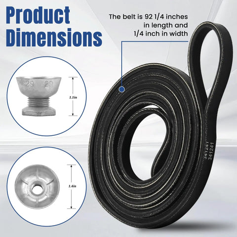 Dryer Motor Pulley And Dryer Drum Belt Replacement 8066184 341241 dimensions with belt and pulley for Whirlpool Maytag Kenmore