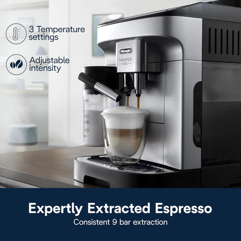 Magnifica Evo Automatic Espresso and Coffee Machine with Auto Milk Frother Built In Grinder auto clean function