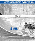 Heavy Duty Waterproof Tarp 10 By 13 Feet, 8 Mil Thick Multipurpose Poly Tarp Cover in Silver with grommets and thickness detail