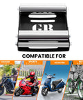 Motorcycle Wheel Roller Stand With Ramp Support for tire cleaning and chain lubing, shown with compatible bike types, black roller medium.