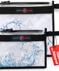 Ready To Go Waterproof Fishing Tackle Bag Set Two Sizes For Serious Anglers, Submersion to 20 Feet, clear and black bags