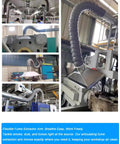 Heavy Duty 360 Degree Articulated Dust Collection Arm And Hood, Flexible Fume Extractor Hose for Welding Smoke, close-up in workshop.