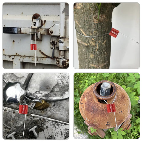 100 Heavy Duty Red Steel Cable Seals Rock Solid Security Ties Anti Tamper Truck Container Locks Adjustable Self Locking Shipping Tags Numbered Id Design Keeps Your Freight Locked Down Tight Out On The Road Today
