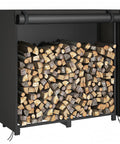 Adjustable Firewood Rack With Cover For Indoor And Outdoor Use, Heavy Duty Log Holder With Weatherproof Oxford Fabric Cover