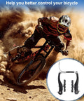 Cyclist in action with dirt trails and inset showing 70mm Universal V Brake Pads Set For Mountain And Road Bikes, Quiet Braking.