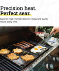 Reversible Cast Iron Grill And Griddle Pan For Two Burners 16.75 By 9.5 Inches Preseasoned PFAS Free Cookware with food cooking