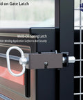 Heavy Duty Trailer Gate Latch With Auto Closing Spring Lock For Weld On Tracks Includes Two Pack detail of spring latch welded to trailer
