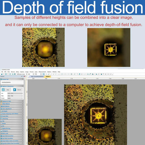 Bright Field And Dark Field Electron Metallographic Microscope With 25MP USB 3 Imaging Camera And Free Pro Grade Image Software For Precise Metallography Analysis screenshot showing depth of field fusion