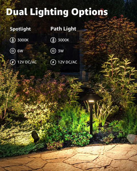 Go To All In One Outdoor Landscape Lighting Kit With 60 Watt Low Voltage Transformer And 100 Foot Wire lit garden display