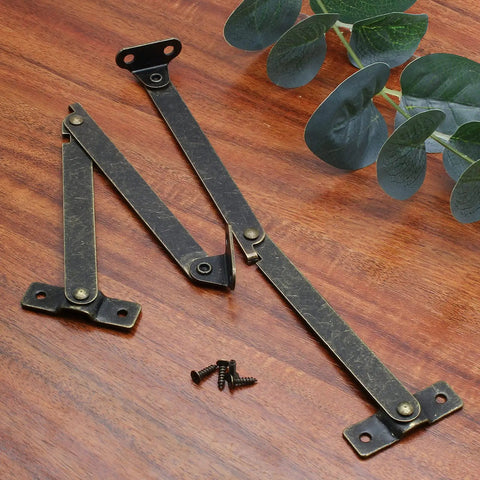 Two Pack Brass Lid Support Hinges With Mounting Screws For Furniture Wooden Boxes Jewelry Cases Chests Cabinets