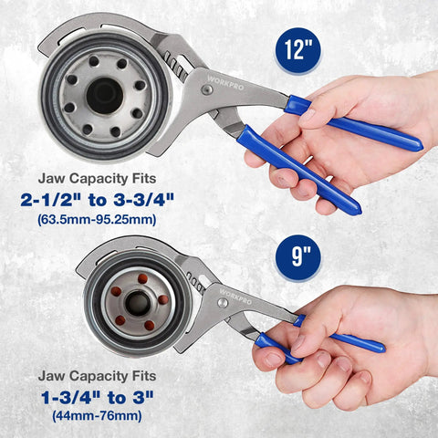 Oil Filter Wrench Set With 9 Inch And 12 Inch Adjustable Removal Pliers For Engine Filters Cars And Trucks 2 Piece Beefy